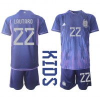 Argentina Lautaro Martinez #22 Fotballklær Bortedraktsett Barn VM 2022 Kortermet (+ korte bukser)